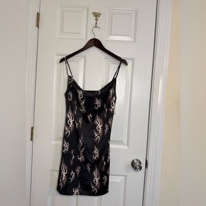 Urban Outfitters slip dress size medium black orange white Mallory Cowl